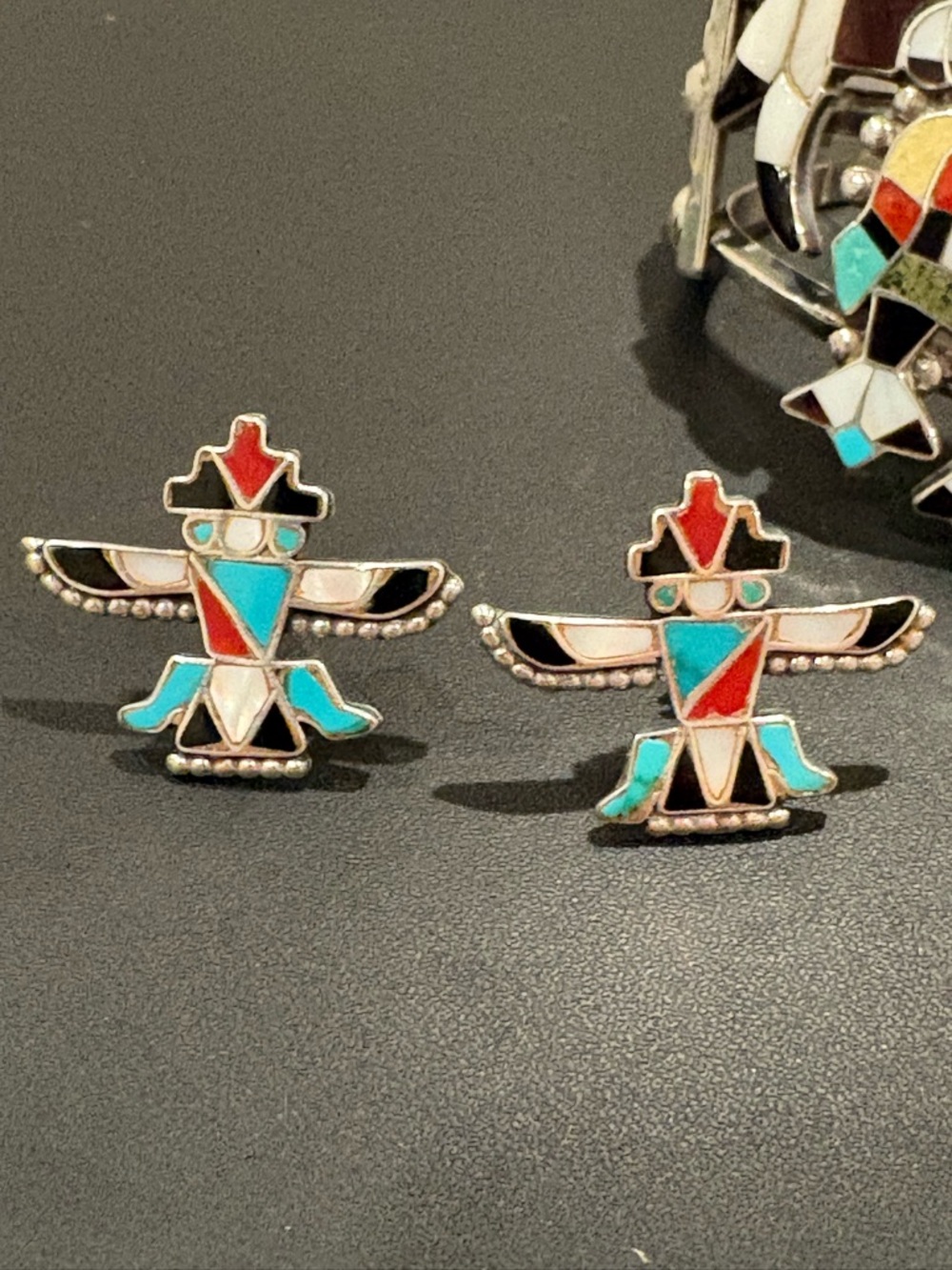 Charles and Mary Ann Poncho Zuni Sterling Silver Eagle Dancer & KnifeWing Set - Picture 6 of 7